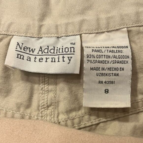 New Addition Maternity Khaki Pants Size 8 Straight Leg Beige Stretch Work Casual - Picture 3 of 9